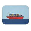 Cargo Ship with Containers in the Ocean Bath Mat