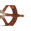 12" Teak Wood Ship Wheel with Brass Inset and Six Spokes; Brown and Gold