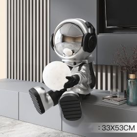 Astronaut Living Room Decoration Home Accessories Porch TV Cabinet Astronaut Night Light (Option: Planet hold light silver)