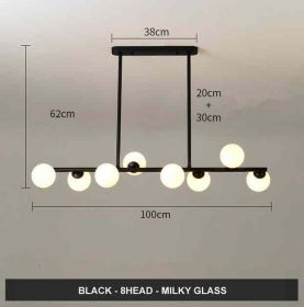 Modern Minimalist Glass Bubble Ball Lamp Nordic Restaurant (Option: Black 8arm Milky)
