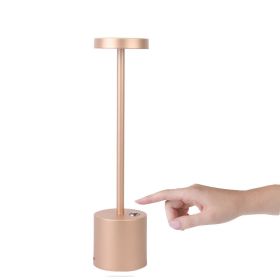 LED Aluminum Alloy Waterproof Rechargeable Desk Lamp Touch Dimming Metal Table Lamps For Bar Living Room Reading Camping Light (Option: 1200 MA-Button Touch Rose Gold)