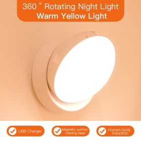 Rotating Human Body Sensor Light Corridor Garage Light Wardrobe Light Motion Sensor Night Light (Color: Yellow)