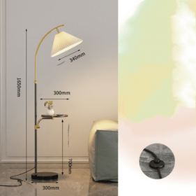 Floor Lamp Living Room Sofa Next To Bedroom Head Of Bed Wireless Upright (Option: Black-Wireless charging tri color-220V US)