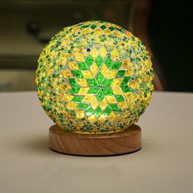 Small Night Light Bohemian Style Rechargeable Table Decorative Glass Lamp (Option: Bohemian green-USB-Tricolor)