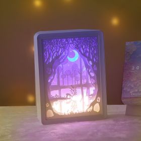 Creative Gift Mirror Paper Carved Light Decorative Ornaments Small Night Light (Option: 3 Style-USB)