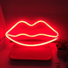 AliExpress LED Neon Lights Bedroom Room Decoration Moon NeonLights USB Battery Dual-Purpose Modeling Lights (Option: Red lips)