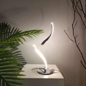 LED Spiral Table Lamp Curved Desk Bedside Lamp Cool White Warm White Touch Dimming Desk Lamp For Living Room Reading Home Decor (Option: Tri tone light-British regulatory)