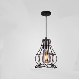 Retro Industrial Style Wrought Iron Chandelier Creative Small Iron Cage (Option: E-Soak white light)