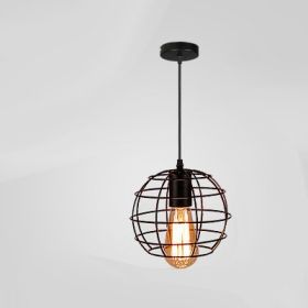 Retro Industrial Style Wrought Iron Chandelier Creative Small Iron Cage (Option: D-Soak white light)