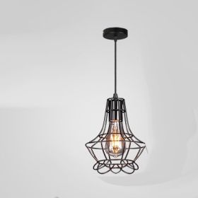 Retro Industrial Style Wrought Iron Chandelier Creative Small Iron Cage (Option: C-Soak white light)
