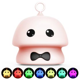 Creative Cute Rabbit Silicone Night Light (Option: Pink mushroom-rechargeable)