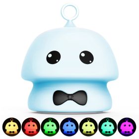 Creative Cute Rabbit Silicone Night Light (Option: Blue mushroom-battery)