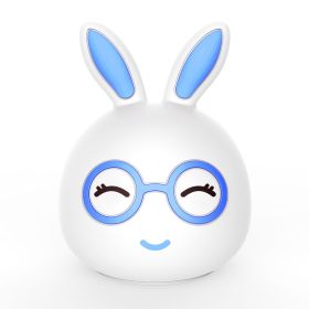 Creative Cute Rabbit Silicone Night Light (Option: Happy Blue Rabbitbit-battery)