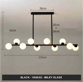 Modern Minimalist Glass Bubble Ball Lamp Nordic Restaurant (Option: Black 10arm Milky)