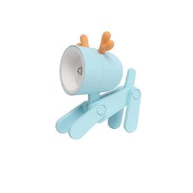 Cute Pet Mini Night Light Mini Desktop Night Light Sleep Ambience Light (Option: Deer Sky Blue With Battery)