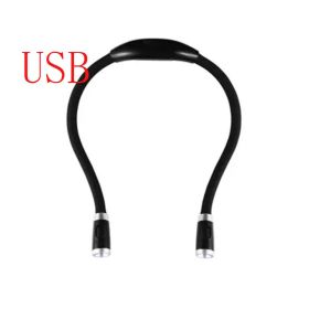 Flexible Neck Hug Book Light With LED Reading Lamp 3 Mode Portable Flashlight Soft Silicone Outdoor Camping Light Night Light (Option: Black USB)