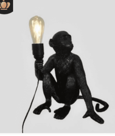 Resin Black White Gold Monkey Lamp Pendant Light For Living Room Lamps Art Parlor Study Room Led Lights lustre With (Option: Black-2-US warm)