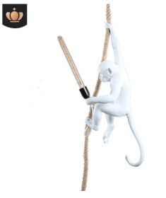 Resin Black White Gold Monkey Lamp Pendant Light For Living Room Lamps Art Parlor Study Room Led Lights lustre With (Option: White-1-US warm)