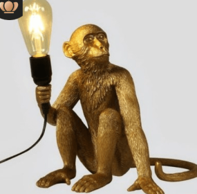 Resin Black White Gold Monkey Lamp Pendant Light For Living Room Lamps Art Parlor Study Room Led Lights lustre With (Option: Gold-2-US warm)
