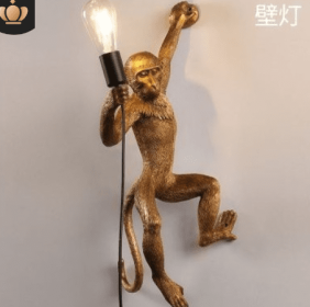 Resin Black White Gold Monkey Lamp Pendant Light For Living Room Lamps Art Parlor Study Room Led Lights lustre With (Option: Gold-4-UK cold)