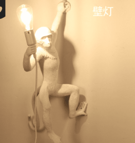 Resin Black White Gold Monkey Lamp Pendant Light For Living Room Lamps Art Parlor Study Room Led Lights lustre With (Option: White-4-AU warm)