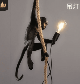 Resin Black White Gold Monkey Lamp Pendant Light For Living Room Lamps Art Parlor Study Room Led Lights lustre With (Option: Black-1-Au cold)