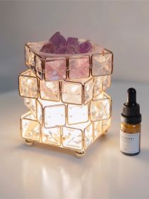 Fire Aromatherapy Crystal Diffuser Indoor Durable Household Night Light (Option: White purple-Salvia and sea salt-USB plug in)