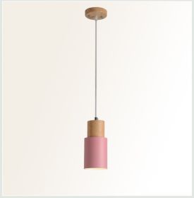 Wood-Pendant-Lights Island-Bar Hang-Lamp (Color: pink)