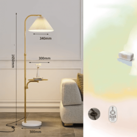 Pleated Living Room Sofa Floor Lamp Solid Wood Bedside Bedroom (Option: Gold-Iron Sky Cat-220V US)