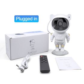 New Galaxy Star Projector Starry Sky Night Light Astronaut Lamp Home Room Decor Decoration Bedroom Decorative Luminaires Gift (Option: White plugged in)