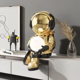 Astronaut Living Room Decoration Home Accessories Porch TV Cabinet Astronaut Night Light (Option: Galactic Time Golden)