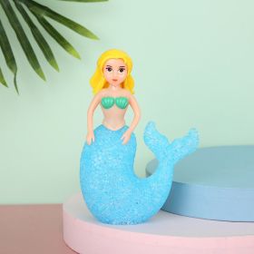 Plastic Crystal Mermaid Colorful Small Night Light Luminous Princess Led (Color: Blue)