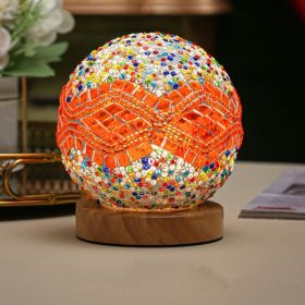 Small Night Light Bohemian Style Rechargeable Table Decorative Glass Lamp (Option: Baroque orange-USB-Tricolor)