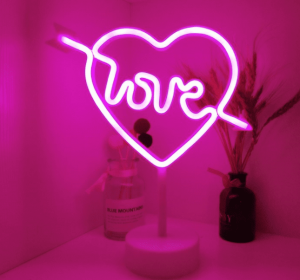 Decorative neon lights at night (Option: Pink love)