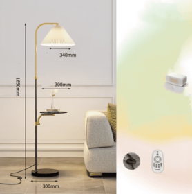 Pleated Living Room Sofa Floor Lamp Solid Wood Bedside Bedroom (Option: Black-Marble Tmall-220V US)