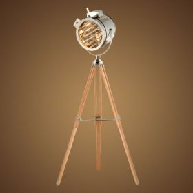 Stage Floor Lamp Industrial Style Tripod (Option: Silver-US)