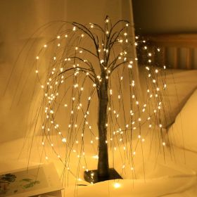 Scene Arrangement Illusion Copper Wire Lights Decorative Night Light (Option: Warm white-Black willow)