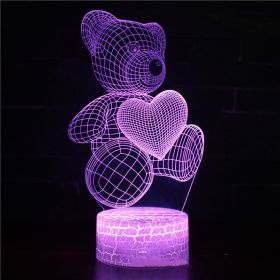 Cartoon Love Bear Series 3D Light Creative Night Light (Option: Crack-Colorful touch)