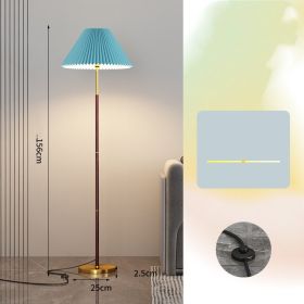 Living Room Sofa Cloth Retro Bedside Study Upright Desk Lamp (Option: Blue tricolor-US)
