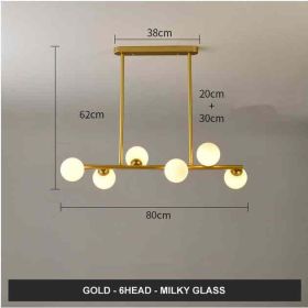 Modern Minimalist Glass Bubble Ball Lamp Nordic Restaurant (Option: Gold 6arm Milky)