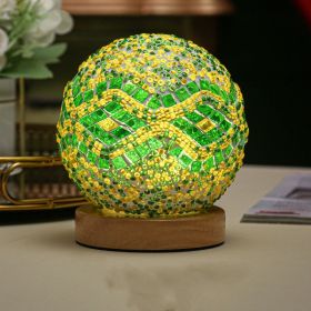 Small Night Light Bohemian Style Rechargeable Table Decorative Glass Lamp (Option: Baroque green-USB-Warm color)