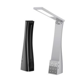 Mirror Clock Alarm Clock Audio Student Desktop Multifunctional Desk Lamp (Option: White-English-USB)