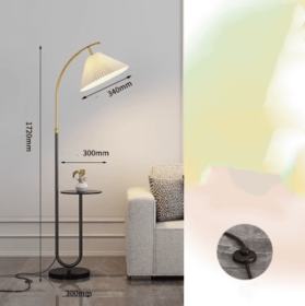 Pleated Floor Lamp Nordic Living Room Bedroom Wireless Charging Model (Option: Black-Marble tricolor-220V US)