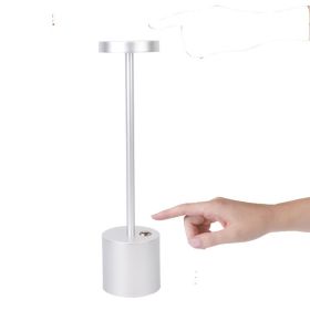 LED Aluminum Alloy Waterproof Rechargeable Desk Lamp Touch Dimming Metal Table Lamps For Bar Living Room Reading Camping Light (Option: 1200 MA-Button Touch Silver)