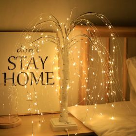 Scene Arrangement Illusion Copper Wire Lights Decorative Night Light (Option: Warm white-White willow)