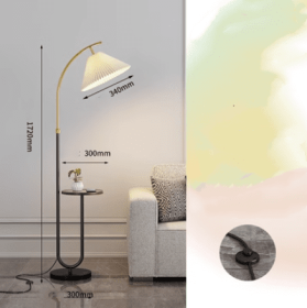 Pleated Floor Lamp Nordic Living Room Bedroom Wireless Charging Model (Option: Black-Wireless tricolor-220V US)