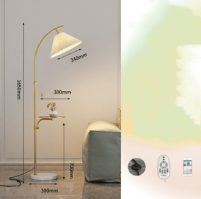 Floor Lamp Living Room Sofa Next To Bedroom Head Of Bed Wireless Upright (Option: Gold-Iron remote dimming-220V US)