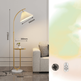 Pleated Floor Lamp Nordic Living Room Bedroom Wireless Charging Model (Option: Gold-Wireless remote dimming-220V US)