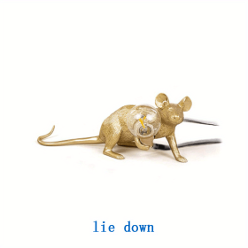 Creative Nordic Resin Mouse Table Lamp Desk LED Night Lights Small Mini Rat Desk Lamps (Option: Gold-US liedown)