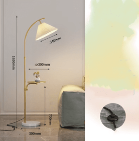 Floor Lamp Living Room Sofa Next To Bedroom Head Of Bed Wireless Upright (Option: Gold-Iron tricolor-220V US)